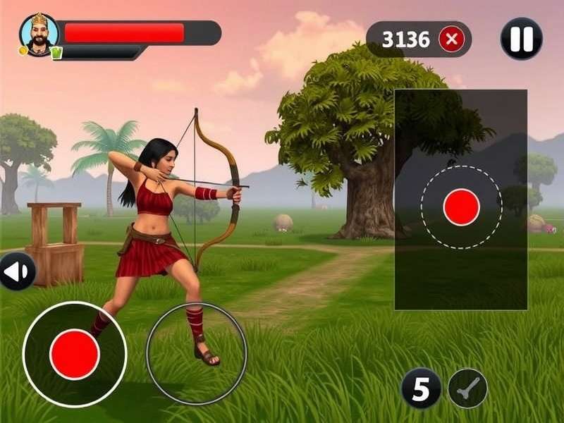 Bow King Of India gameplay screenshot showing archery action